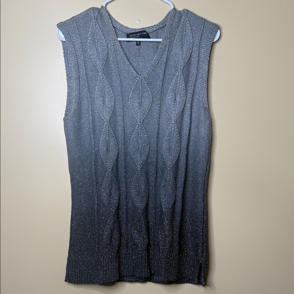 Jones New York Metallic Gray Knit Tank Top